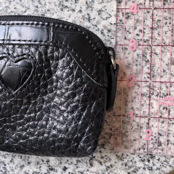 BRIGHTON Heart Coin Purse Black Pebbled Leather Embossed Western Valentine - Picture 7 of 8
